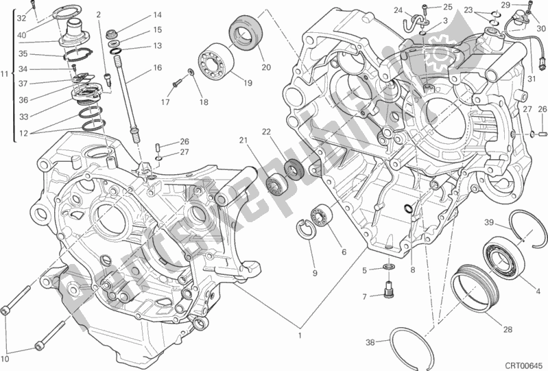 All parts for the Half-crankcases Pair of the Ducati Diavel Diesel USA 1200 2017